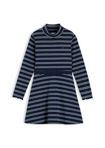 Skaterkleid Tommy Hilfiger, M&auml;dchen, Gr. 14 (164), N-Gr, Langarm, Rippware, dunkelblau stripe, Rippware, Obermaterial: 95% Baumwolle, 5% Elasthan, geringelt, regular fit ca. Mitte Oberschenkel, hoch geschlossener Ausschnitt, gewellter Abschluss, Kleider Skaterkleid, Lurex-Details, Regular Fit, Kinder bis 16 Jahre