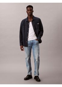 Slim-fit-Jeans Calvin Klein Jeans, Herren, Gr. 36, L&auml;nge 32, blau (medway blau), Denim/Jeans, Obermaterial: 98% Baumwolle, 2% Elasthan, slim fit lang, Jeans Slim-fit-Jeans, used washed, Slim Straight Fit, Logopatch am Bund