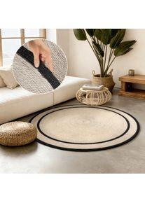 Teppich Hanse Home "Lina", beige (natur, elfenbein, schwarz), H:7mm &Oslash;:150cm, Jute, Teppiche, Teppich, Jute, Handgemacht, Rund, Wohnzimmerteppich, Naturteppich