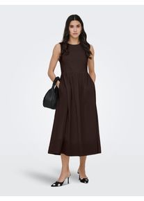 Jacqueline de Yong Midikleid JDY "JDYDIEGO S/L SMOCK MIDI DRESS WVN NOOS", Damen, Gr. L, N-Gr, ohne &Auml;rmel, Web, braun (chocolate torte), Web, Obermaterial: 100% Baumwolle, unifarben, Midi, Rundhals, Kleider Midikleid