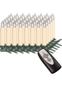 OTTO HOME LED-Christbaumkerzen "EMMARA, kabellos, Christbaumschmuck in warmwei&szlig; mit Fernbedienung", gr&uuml;n (gr&uuml;n, elfenbeinfarben), Flammen 40 Stk., Lichterketten, kabellos, Kerzen + 8 Dornen, Lichterkette Flacker und Timerfunktion, LED-Christbaumkerzen