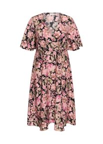 Midikleid Kaffe CURVE "Damen Kleid KCsarina", Damen, Gr. 54, N-Gr, pink (pink flower print), Obermaterial: 85% Viskose CV. 15% Polyamid PA., Kleider Midikleid