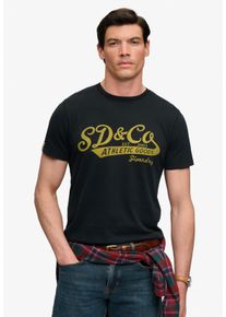Rundhalsshirt Superdry "VINTAGE SCRIPT TEE", Herren, Gr. L, schwarz, Single Jersey, Obermaterial: 100% Baumwolle, bedruckt, relaxed fit normal, Rundhals, Shirts Rundhalsshirt, Baumwolle, relaxed fit