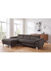 Ecksofa COTTA "Komaris L-Form, B: 244 cm", anthrazit, B:244cm H:72cm T:166cm, 94% POLYESTER (PES) 6%POLYAMID (PA), Sofas, Ecksofa, mit Kopfteilverstellung, optional Schlaffunktion, Bettkasten & Licht