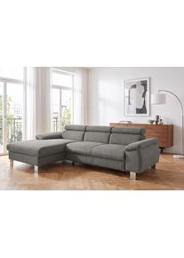 Ecksofa COTTA "Komaris L-Form, B: 244 cm", elephant, B:244cm H:72cm T:166cm, 94% POLYESTER (PES) 6%POLYAMID (PA), Sofas, Ecksofa, mit Kopfteilverstellung, optional Schlaffunktion, Bettkasten & Licht