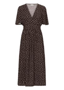 Midikleid Kaffe "Damen Kleid KAnadira", Damen, Gr. 38, N-Gr, braun (coffee bean turtledove dot), Obermaterial: 83% Viskose CV. 17% Polyamid PA., Kleider Midikleid
