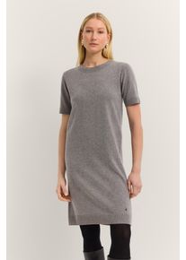 Strickkleid Bugatti "Rundhalsausschnitt", Damen, Gr. XXL, Normalgr&ouml;&szlig;en, grau (250, grau), 40% Wolle, 30% Viskose, 20% Polyamid, 10% Kaschmir, unifarben, normal, Kleider Strickkleid, aus einem edlen Wolle-Kaschmir-Mix