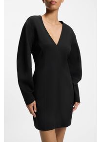 Cocktailkleid BOSS Orange "Dalerina Premium Damenmode", Damen, Gr. 44, N-Gr, schwarz (schwarz 001), Jersey, Obermaterial: 69% Viskose, 27% Polyamid, 4% Elasthan, unifarben, mini, V-Ausschnitt, Kleider Cocktailkleid, aus Punto-Milano-Stoff, V-Ausschnitt