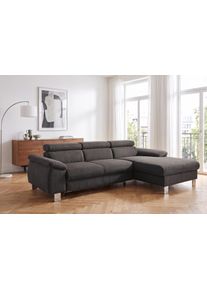 Ecksofa COTTA "Komaris L-Form, B: 244 cm", anthrazit, B:244cm H:72cm T:166cm, 94% POLYESTER (PES) 6%POLYAMID (PA), Sofas, Ecksofa, mit Kopfteilverstellung, optional Schlaffunktion, Bettkasten & Licht