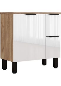 Waschbeckenunterschrank OTTO HOME "Picante", wei&szlig; (wei&szlig;, eiche), B:60cm H:60,5cm T:33cm, Holzwerkstoff, Schr&auml;nke, Waschbeckenunterschrank, in 60 und 80cm erh&auml;ltlich, 1 T&uuml;ren und 2 Schubladen, zum Stellen
