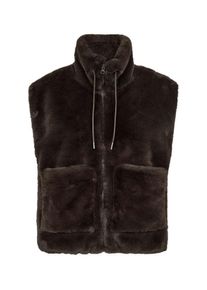 Pl&uuml;schweste Freequent "FQFONY-WAISTCOAT", Damen, Gr. S, mole, Web;Teddy, Obermaterial: 100% Polyester, unifarben, normal h&uuml;ftlang, Rundhals, Westen Pl&uuml;schweste, mit Rei&szlig;verschluss, aufgesetzte Taschen