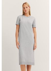 Strickkleid Bugatti, Damen, Gr. XL, Normalgr&ouml;&szlig;en, grau (240, grau), 96% Viskose, 4% Elasthan, unifarben, normal, Kleider Strickkleid, mit kurzen &Auml;rmeln & Seitenschlitzen