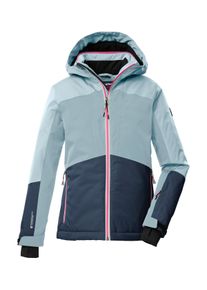 Skijacke Killtec "KSW 196 GRLS SKI JCKT", M&auml;dchen, Gr. 152, blau (graublau), Obermaterial: 100% Polyester.Futter: 100% Polyester.F&uuml;llung: 100% Polyester, Jacken Skijacke, Wasserdichte, atmungsaktive Skijacke mit Colourblock-Design, Topseller