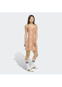 Shirtkleid adidas Sportswear "SEASONAL ESSENTIALS MIT LEOPARDENPRINT UND 3-STREIFEN", Damen, Gr. XXL, N-Gr, braun (multicolor, wonder aluminium), Obermaterial: 90% Baumwolle, 10% Elasthan, Kleider Shirtkleid