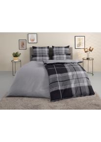 Wendebettw&auml;sche Tom Tailor HOME "Eric in Gr. 135x200 oder 155x220 cm", grau (grau, anthrazit), B/L: 135cm x 200cm, 1 Stk., 1 Stk., Biber, B/L: 80cm x 80cm, 3, Biber, Obermaterial: 100% Baumwolle, Bettw&auml;sche, Wendebettw&auml;sche, mit Rei&szlig;verschluss, mit GRATIS-Zugabe: Sportbeutel aus 100% Baumwolle