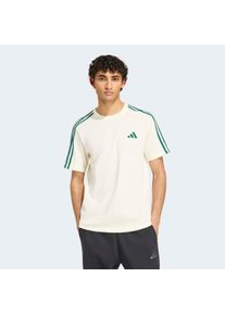 T-Shirt adidas Sportswear "ESSENTIALS 3-STREIFEN, SINGLE JERSEY, BRANDING LINKE SCHULTER", Herren, Gr. L, ivory, collegiate gr&uuml;n, Obermaterial: 100% Baumwolle, Rundhals, Shirts T-Shirt