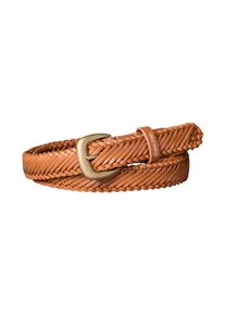 Lederg&uuml;rtel Calvin Klein Jeans "BRAIDED LOGO BUCKLE 25MM", Damen, Gr. 95, braun (argan oil, antique light gold), Web, Rindsleder, unifarben, G&uuml;rtel Lederg&uuml;rtel, Gr&ouml;&szlig;enverstellbar mit Metallschlie&szlig;e