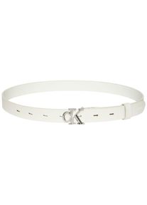 Lederg&uuml;rtel Calvin Klein Jeans "FACTED CK BUCKLE 25MM PEBBLE", Damen, Gr. 80, wei&szlig; (wei&szlig; alyssum, antique nickel), Web, Rindsleder, unifarben, G&uuml;rtel Lederg&uuml;rtel, Gr&ouml;&szlig;enverstellbar mit Metallschlie&szlig;e