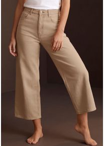 7/8-Jeans Lascana "in modischer Culotte-Form", Damen, Gr. 44, N-Gr, beige (sand), Denim/Jeans, Obermaterial: 98% Baumwolle, 2% Elasthan, unifarben, figurumspielend kn&ouml;chelfrei, Jeans 7/8-Jeans, aus Baumwoll-Denim, Straight-Leg, Sommerhose, Topseller