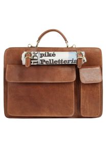 Pike Aktentasche PIK&Eacute; "PIK&Eacute; Damen, Herren echt Leder, Made in Italy", Gr. B/H/T: 40cm x 29cm x 12cm onesize, braun, Leder, used, Taschen Aktentasche, echt Leder, Made in Italy