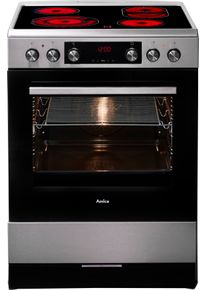 Amica Elektro-Standherd "SHCX 913 100 E", Energieeffizienz: A, grau (edelstahl), Herdsets, Komfortables Kochen und Backen mit bequemer Handhabung, Elektro-Standherd