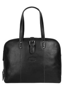 Aktentasche KLONDIKE 1896 "KLONDIKE 1896 Damen echt Leder", Damen, Gr. B/H/T: 37cm x 28cm x 11cm onesize, schwarz, Leder, leicht gl&auml;nzend, unifarben, Taschen Aktentasche, echt Leder