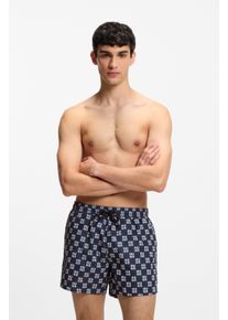 Badeshorts HUGO UNDERWEAR "AARON", Herren, Gr. XL (54), N-Gr, schwarz-wei&szlig; (navy 411), Web, Obermaterial: 100% Polyester. Futter: 100% Polyester, Badehosen Badeshorts, mit Schachbrett-Logos, elastischer Bund