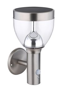 LED Solarleuchte Globo LIGHTING "SOLARLEUCHTE EDELSTAHL, 1XLED", silber (silberfarben), B:15cm H:28cm, Leuchten, LED Solarleuchte, Kompakte Leuchte mit sensorgesteuerter Helligkeit