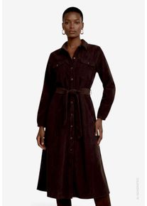 Cordkleid Zero, Damen, Gr. 42, N-Gr, schwarz coffee, Cord, Obermaterial: 100% Polyester, unifarben, k&ouml;rpernah kniebedeckend, Rundhals, elastischer Bund, Kleider Cordkleid, mit Bindeg&uuml;rtel und Knopfleiste