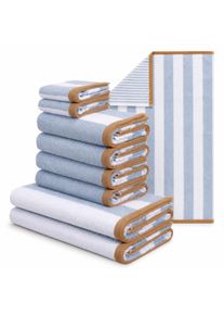 Handtuch Set OTTO HOME "Elenna, Handt&uuml;cher, 100% Baumwolle, 500 gr/m&sup2;, 8-tlg.", blau, 8, Frottier, Frottier, Obermaterial: 100% Baumwolle, Handtuch-Sets, Handtuch Set, Duscht&uuml;cher, Handt&uuml;cher, G&auml;stehandt&uuml;cher, modern, Streifen