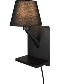 Trio LEUCHTEN Wandleuchte "COMFORT, Wand Nachttischleuchte, induktive Ladestation USB-Anschluss", schwarz matt, 1, &Oslash; 14,5cm H: 31cm, 1 Stk., Leuchten, LED Wandleuchte indirektes Licht, exkl 1x E14 max 40W, Stoffschirm, Wandleuchte