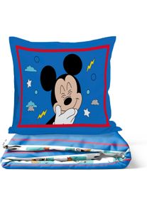 Bettw&auml;sche Disney "Mickey und Freunde", blau, B/L: 137cm x 200cm, 1 Stk., 1 Stk., Baumwoll-Leinen Mix, B/L: 80cm x 80cm, 2, Baumwoll-Leinen Mix, Obermaterial: 100% Baumwolle, Bettw&auml;sche, Bettw&auml;sche