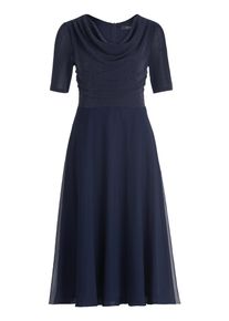 Cocktailkleid Vera Mont "Cocktailkleid im Glitzer-Look", Damen, Gr. 48, EURO, blau (night sky), Obermaterial: 100% Polyester PES., Kleider Cocktailkleid