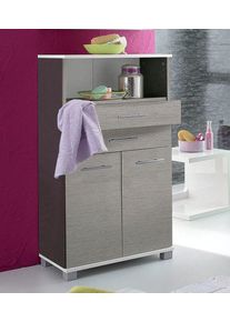 Midischrank Welltime "Emmi, Breite 60 cm, Made in Germany", wei&szlig; (achatgrau, wei&szlig;), B:60cm H:110,5cm T:32,5cm, FSC-zertifizierter Holzwerkstoff, Schr&auml;nke, Midischrank, 2 T&uuml;ren, Metallbeschl&auml;ge; Made in Germany