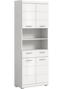 Hochschrank Welltime "SIENA, Breite 74cm, 4 T&uuml;ren, 1 Schubkasten, 2 offene F&auml;cher, MDF-Front", wei&szlig; (wei&szlig;, wei&szlig; hochglanz), B:74cm H:191cm T:31cm, Holzwerkstoff, Schr&auml;nke, Hochschrank, in verschiedenen Farben erh&auml;ltlich, Badm&ouml;bel, Badschrank, Schrank, Bad