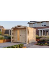 Gartenhaus Weka "Killarney", beige (naturbelassen), ohne Fu&szlig;boden, ohne Dacheindeckung, Massivholz, Gartenh&auml;user, Gartenhaus, Doppelt&uuml;r, 1 1/2, Fenster an Seite, inkl. Rhombusvordach