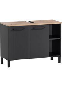 Waschbeckenunterschrank Schildmeyer "Malte, Waschbeckenunterschrank, Made in Germany, B: 80 cm", schwarz (schwarzmatt, artisan eichefarben), B:79,8cm H:58,3cm T:32cm, FSC-zertifizierter Holzwerkstoff, Schr&auml;nke, Waschbeckenunterschrank, Solide Verarbeitung - Dieses Produkt ist in Deutschland gefertigt