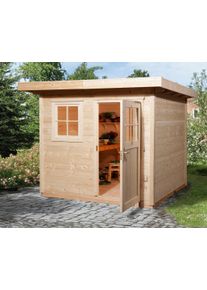 Gartenhaus Weka "170 Gr.2", beige (naturbelassen), Fu&szlig;boden im Gartenhaus, ohne Dacheindeckung, Massivholz, Gartenh&auml;user, Gartenhaus