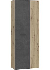 Schuhschrank FORTE "NET306", braun (artisan eiche, betonoptik dunkelgrau), B:68,7cm H:181,1cm T:36,5cm, Holzwerkstoff, Schr&auml;nke, Schuhschrank, Schuhschrank, inklusive Einlegb&ouml;den, verschiedene Dekore