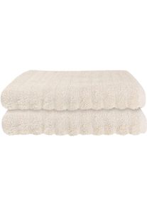 Duscht&uuml;cher Schiesser "Neapel aus 100% Baumwolle mit eleganter Hoch-Tief-Optik", beige (creme), B:70cm L:140cm, Frottier, Baumwolle, Handt&uuml;cher, Duscht&uuml;cher, OEKO-TEX MADE IN GREEN