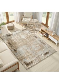Teppich OTTO HOME "Hamsa, in Standard- und Premium-Qualit&auml;t, 9 mm oder 14 mm H&ouml;he", beige (braun), B:60cm L:90cm, Kunstfaser, Teppiche, Teppich, Dezenter Glanz, Hoch-Tief, Vintage-Look & dichte Designer-Qualit&auml;t
