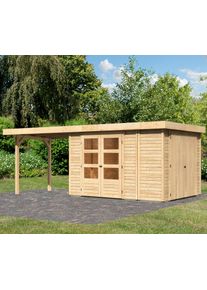 Gartenhaus Karibu "Ostsee 3", beige (naturbelassen), ohne Fu&szlig;boden, ohne Dacheindeckung, Holzwerkstoff, Gartenh&auml;user, Gartenhaus