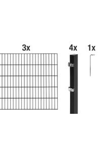 Doppelstabmattenzaun Alberts "Grundset", schwarz, H:100cm, Stahl, Zaunelemente, Doppelstabmattenzaun, H&ouml;he: 80-200 cm, Gesamtl&auml;nge: 4-30 m, zum Einbetonieren