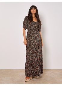 Maxikleid Apricot "Gebl&uuml;mtes Paisley-Maxikleid", Damen, Gr. XXL (44), N-Gr, schwarz, gewebt, Obermaterial: 100% Viskose CV., gebl&uuml;mt, normal, Puff&auml;rmel, Kleider Maxikleid, mit elastischen Details