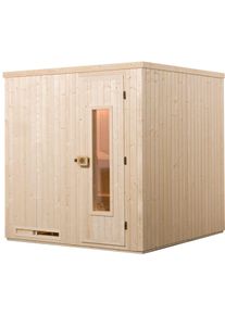 Sauna Weka "Elementsauna HALMSTAD 2", beige (natur), Saunaofen, integrierte Steuerung, 5,4 kW, Saunen, Sauna, vorgefertigte Elemente, isolierte Holzt&uuml;r