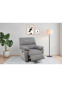 Relaxsessel Home Affaire "LANNOY, TV-Sessel, elektr. o. manuelle Relaxfunktion, USB A/C", grau (anthrazit), B:95cm H:96cm T:94cm, Sessel, Relaxsessel, Sessel mit Liegefunktion 105-150, Federkernpolsterung