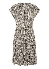 Midikleid Kaffe "Damen Kleid KAbella", Damen, Gr. XS, N-Gr, schwarz (schwarz, chalk graphic dot), Obermaterial: 95% Viskose CV. 5% Elasthan EL., Kleider Midikleid