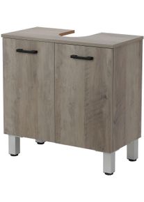 Waschbeckenunterschrank Welltime "Florenz,Breite 60cm, 2 T&uuml;r, 2 F&auml;cher, mit Siphonausschnitt, MDF-Front", grau, B:59cm H:60cm T:30cm, MDF, Schr&auml;nke, Waschbeckenunterschrank, in verschiedenen Farben erh&auml;ltlich, Badm&ouml;bel, Badschrank, Kommode, Bad