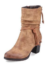 Cowboy Stiefelette Rieker, Damen, Gr. 38, w&auml;rmend, braun (hellbraun), Lederimitat, used, Schuhe Cowboy Stiefelette, Westernstiefelette, Stiefelette mit Slouchy-Schaft, Topseller