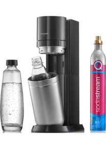 Wassersprudler SodaStream "DUO", schwarz, Kunststoff, geb&uuml;rsteter Edelstahl, Wassersprudler, Wassersprudler, CO2-Zylinder, 1L Glasflasche, 1L sp&uuml;lmaschinenfeste Kunststoff-Flasche